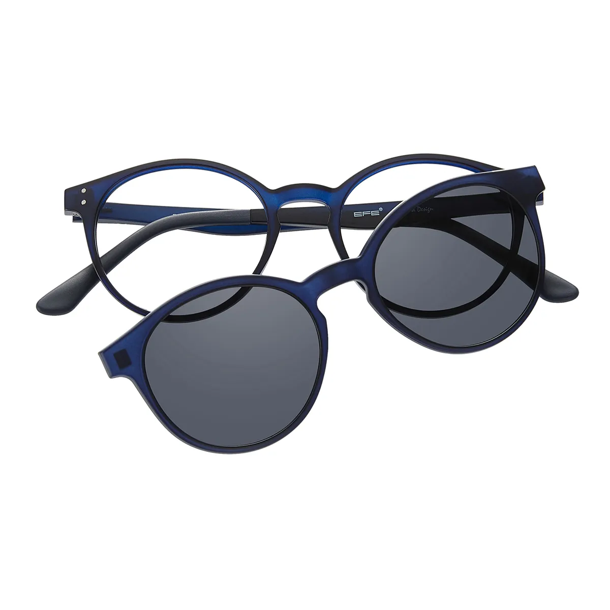 Jake - Round Blue Clip On Sunglasses for Men & Women